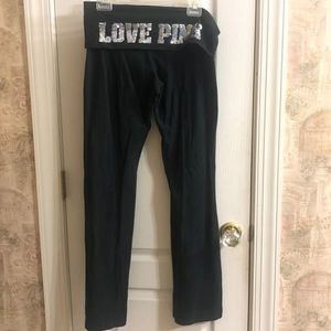 PINK Brand Foldover Rhinestone Bling Yoga pants